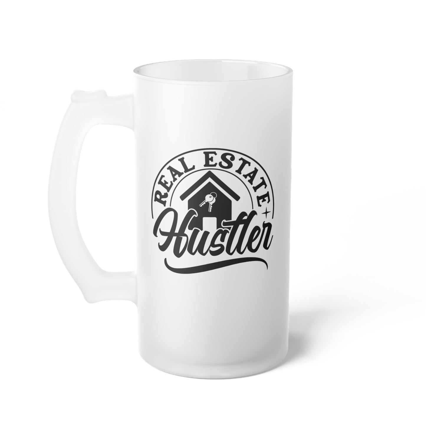 Real Estate Hustler Frosted Glass Mug Real Estate Investor, House Flipper, Gift of Appreciation