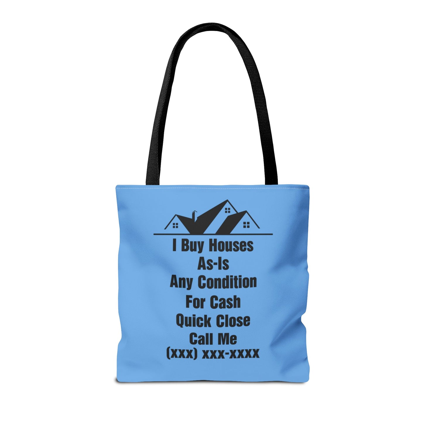 Warning I'm Known to Spontaneously Talk About Real Estate Investing Real Estate Investor Two-Sided Blue Tote Bag with Custom Phone Number