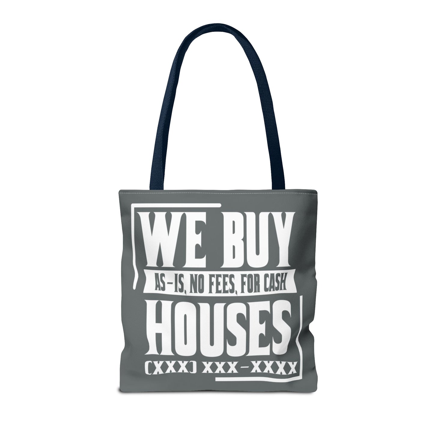 We Buy Houses As-Is, No Fees, For Cash Customized White and Gray Tote Bag for Real Estate Investors