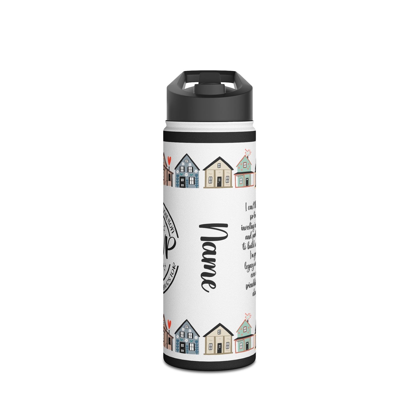 I can't Thank You Enough MVP Real Estate Investor Houses Stainless Steel Water Bottle, Standard Lid Thank You, Appreciation Gift for Private Money Lenders, Partners and Real Estate Investor Supporters