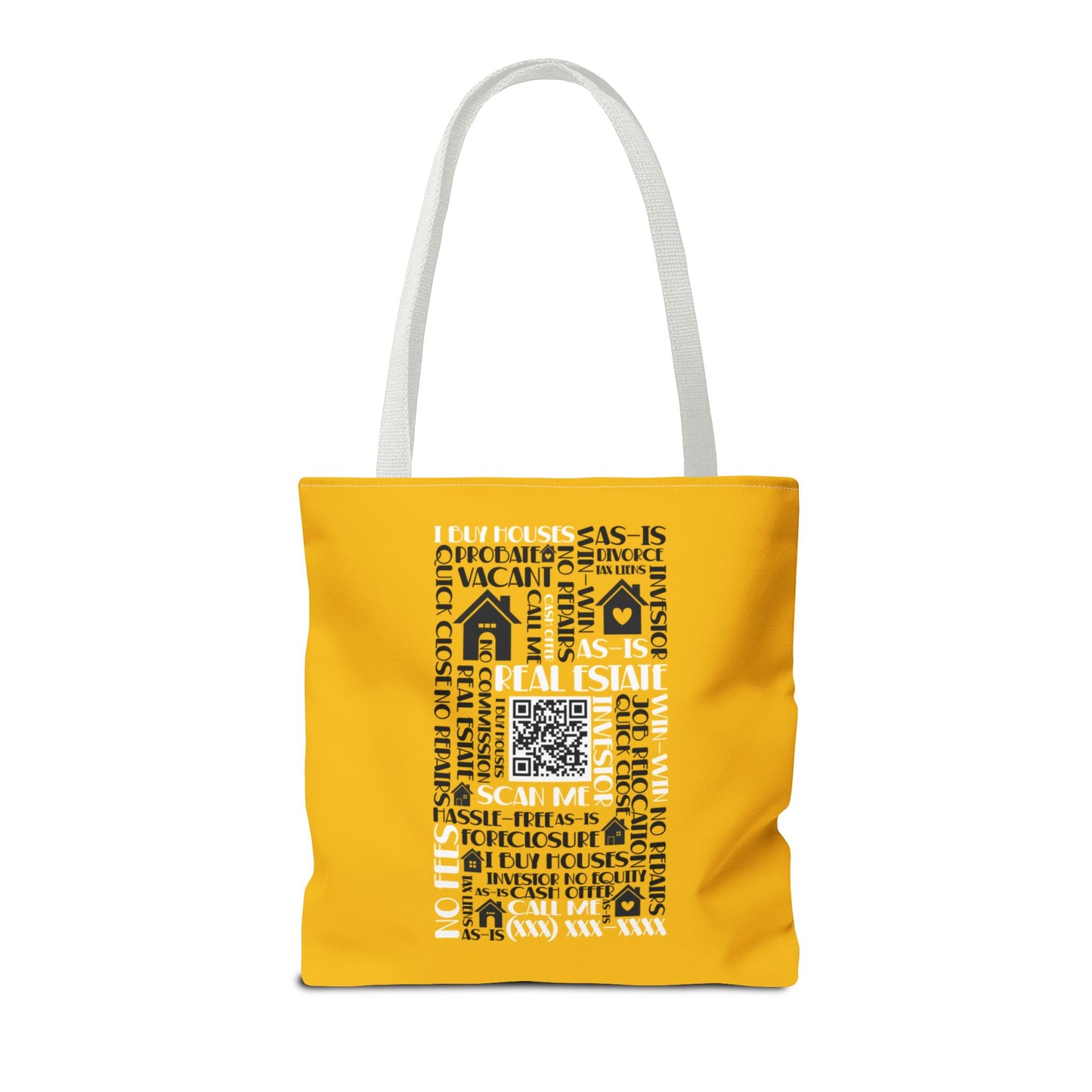 Local House Dealer Real Estate Investor Two-Sided Yellow Tote Bag with Custom Phone Number