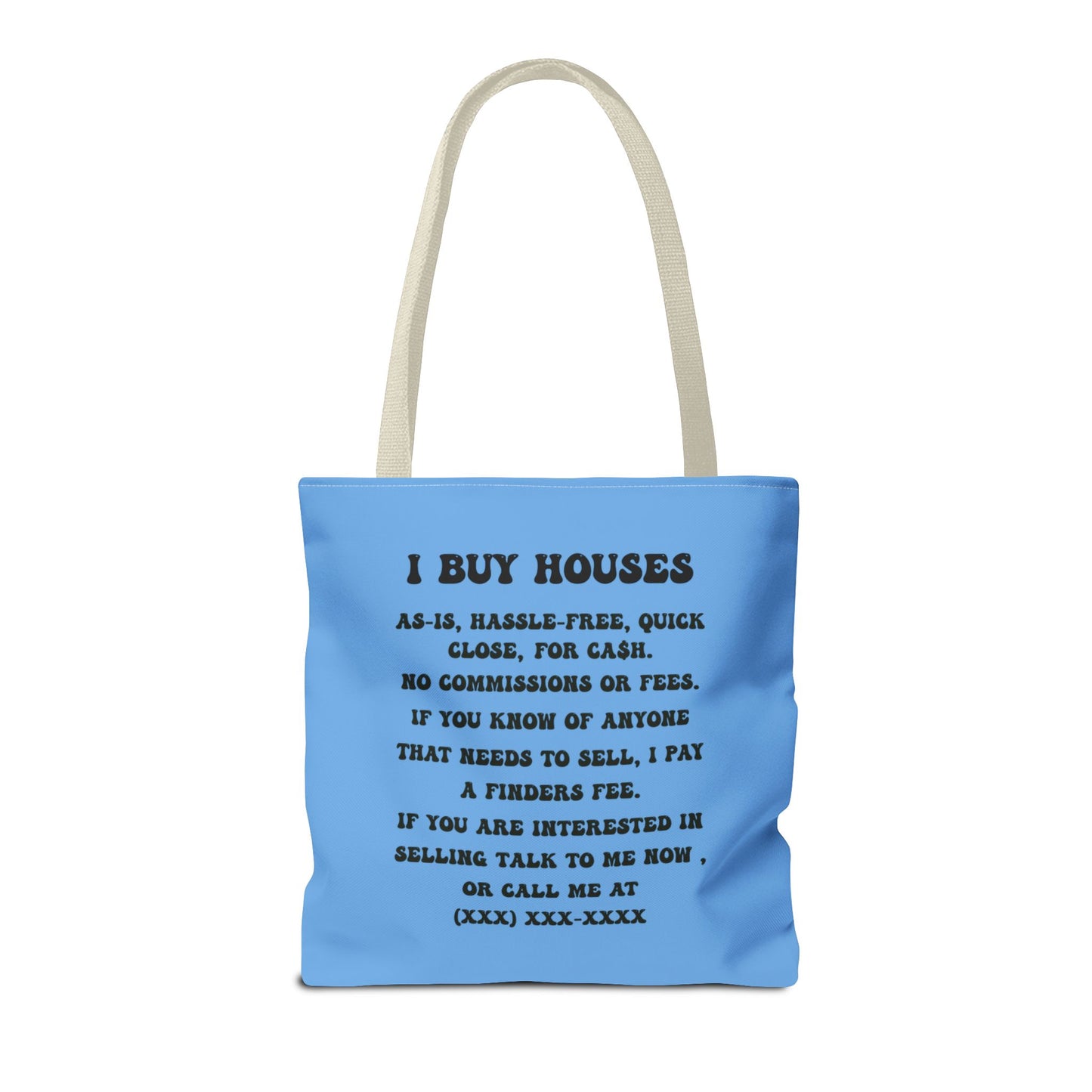 Boo_Jee Real Estate Investor Halloween Two-Sided Blue Tote Bag with Custom Phone Number