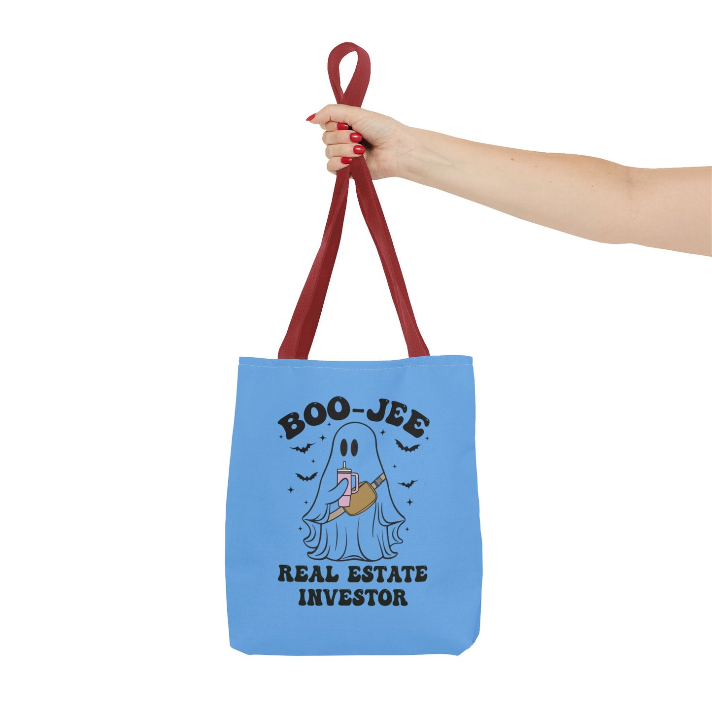 Boo_Jee Real Estate Investor Halloween Two-Sided Blue Tote Bag with Custom Phone Number