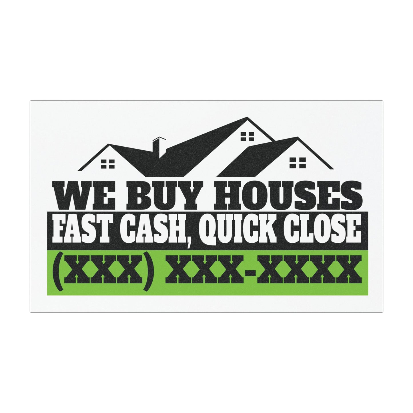 We Buy Houses Fast Cash, Quick Close. Real Estate Investor and Wholesaler Green and Black Car Magnets for Hot Leads