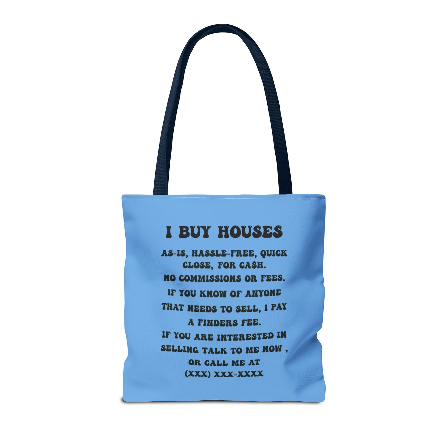 Boo_Jee Real Estate Investor Halloween Two-Sided Blue Tote Bag with Custom Phone Number