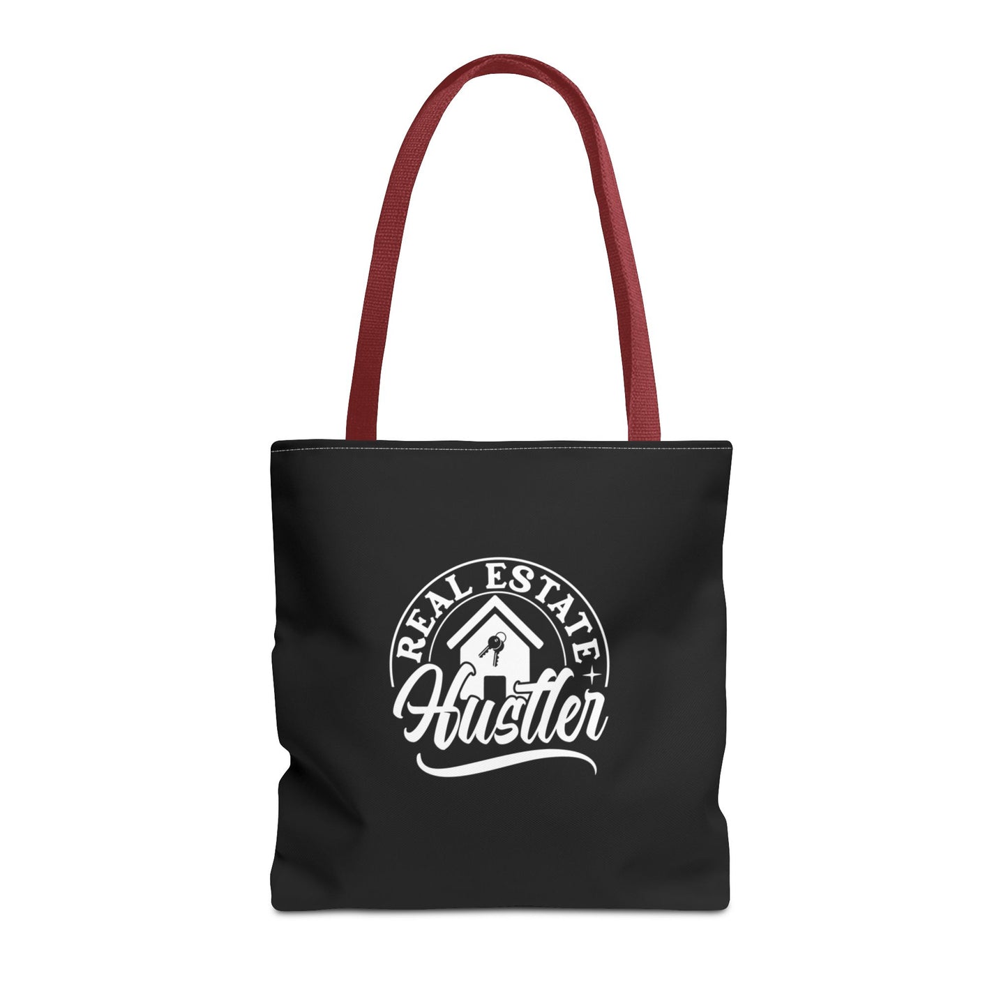 Real Estate Hustler Real Estate Investor Two-Sided Black Tote Bag with Custom Phone Number