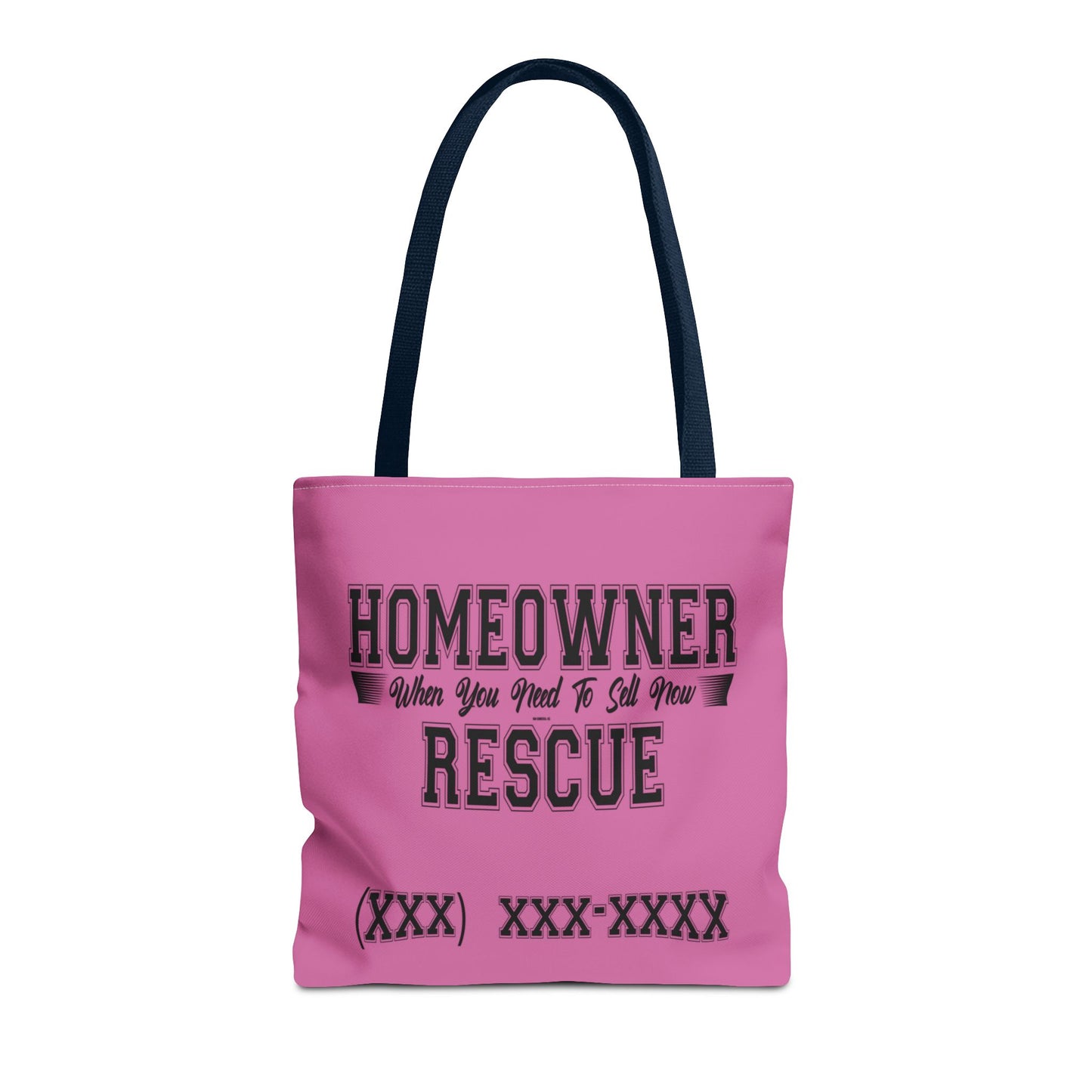 Homeowner Rescue Real Estate Investor Two-Sided Pink Tote Bag with Custom Phone Number