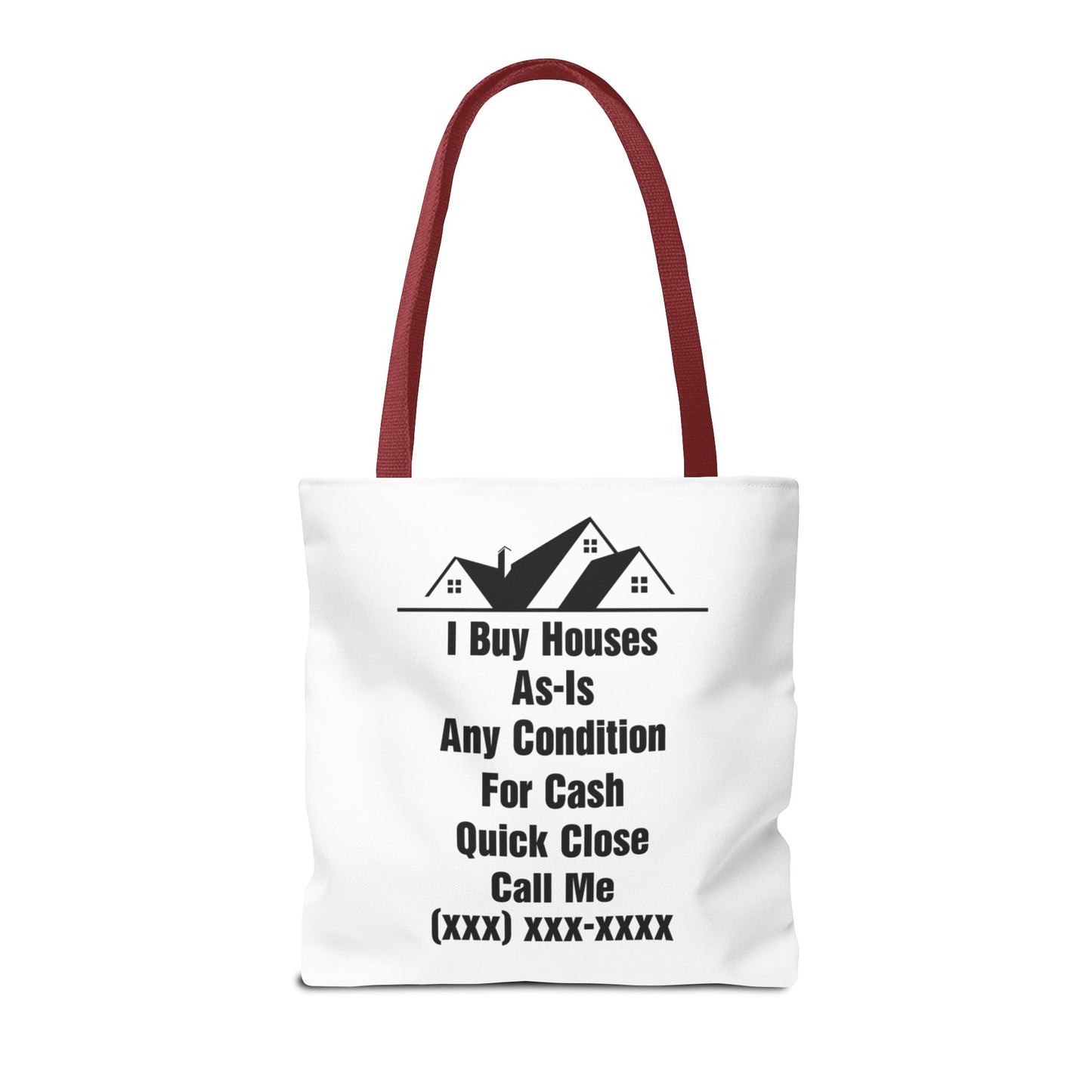 Warning I'm Known to Spontaneously Talk About Real Estate Investing Real Estate Investor Two-Sided White Tote Bag with Custom Phone Number