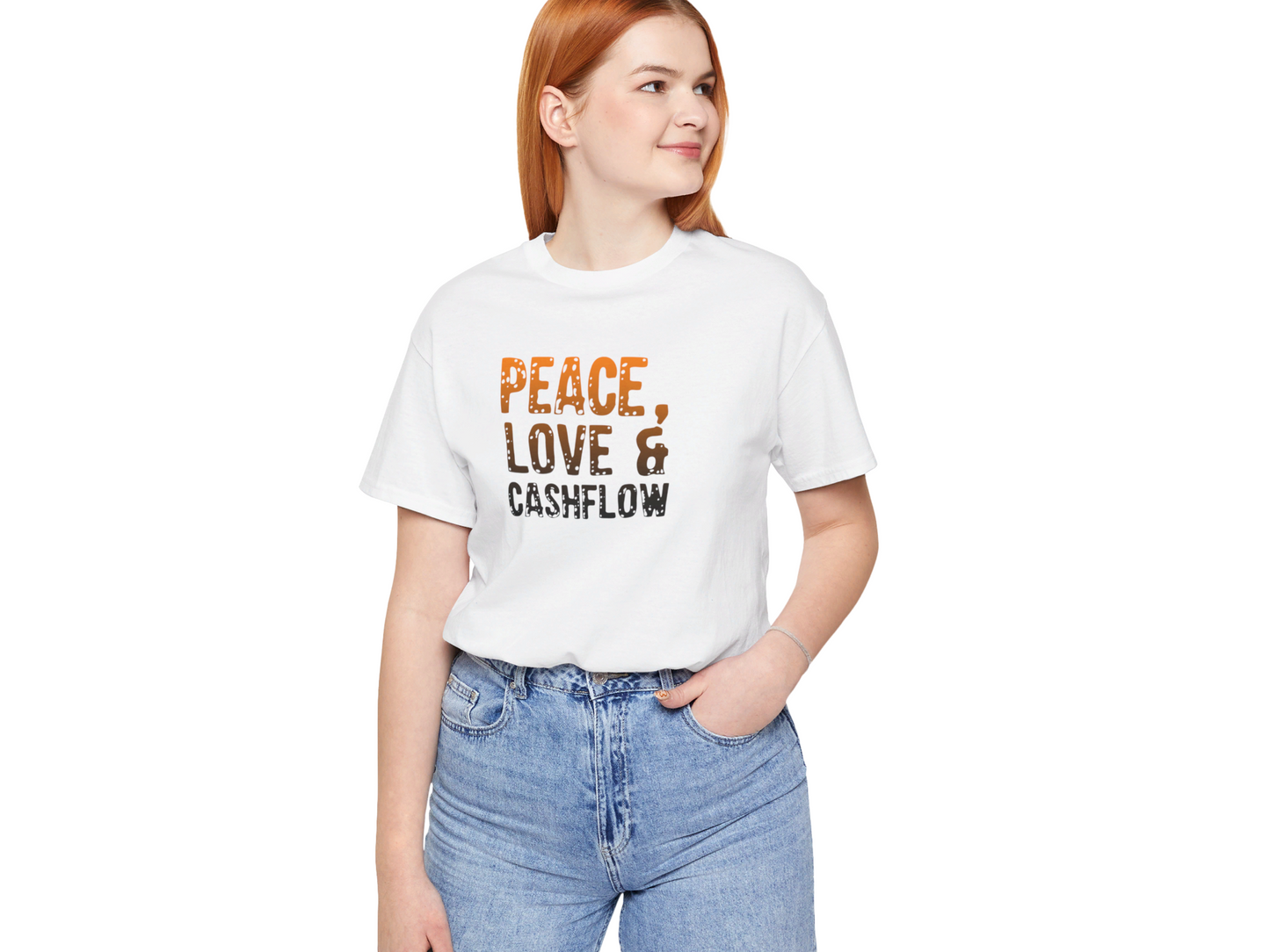 Cute Peace, Love & Cashflow Unisex Jersey Short Sleeve Tee for Real Estate Investors