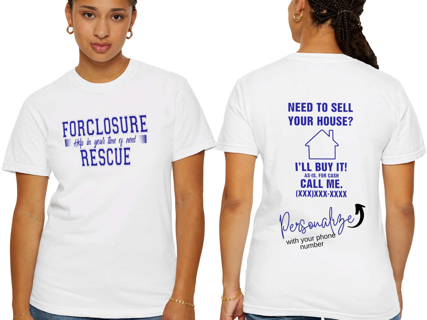 Foreclosure Rescue Help in Your time of Need Real Estate Investor Unisex Garment-Dyed T-shirt