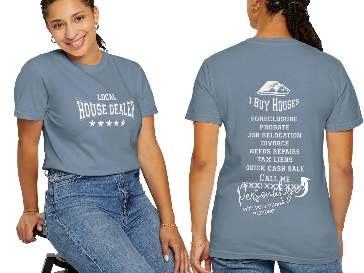 I Buy Houses Nationwide Real Estate Investor Unisex Garment-Dyed T-shirt for Wholesalers