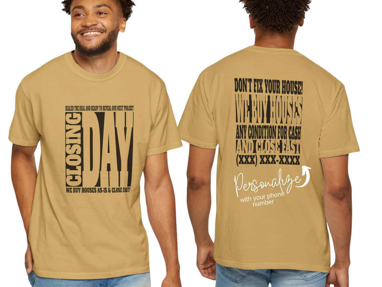 Closing Day Lead Generation Unisex Garment-Dyed T-shirt for Real Estate Investors, House Flippers, Wholesalers and Realtors