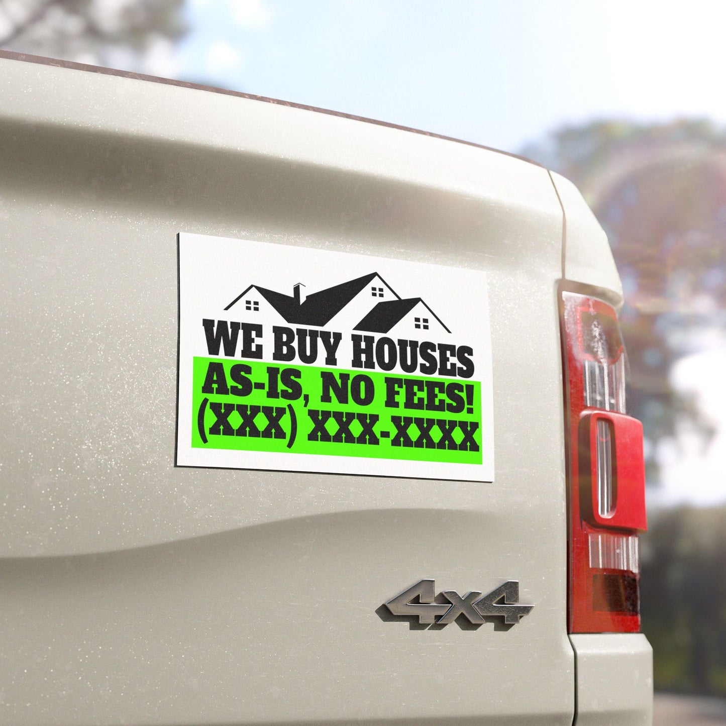 We Buy Houses As-Is, No Fees Real Estate Investor and Wholesaler Black and Green Car Magnets for Hot Leads