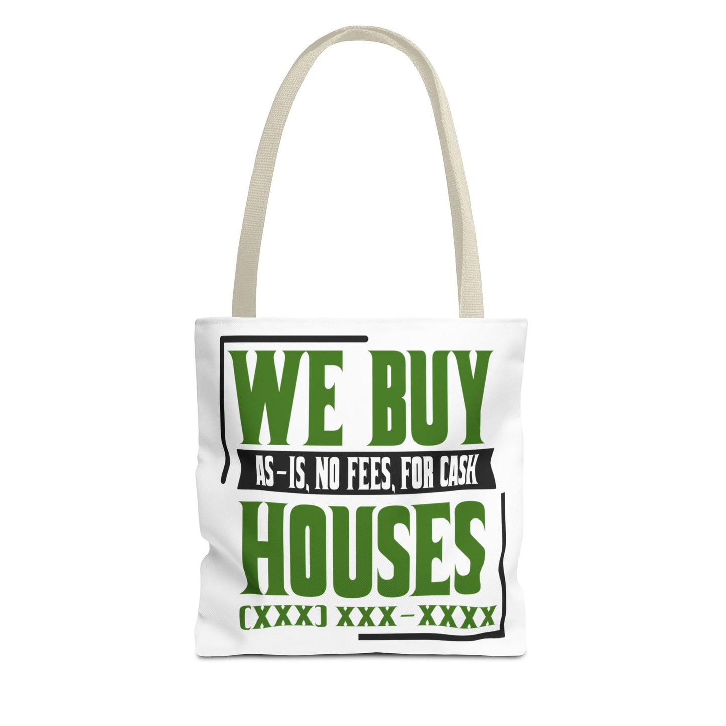 We Buy Houses As-Is, No Fees, For Cash Customized Tote Bag for Real Estate Investors