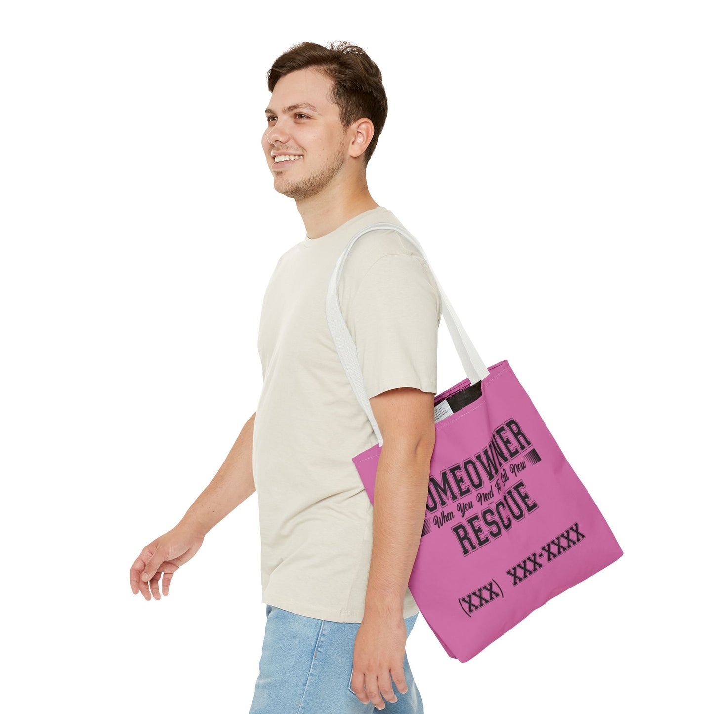 Homeowner Rescue Real Estate Investor Two-Sided Pink Tote Bag with Custom Phone Number