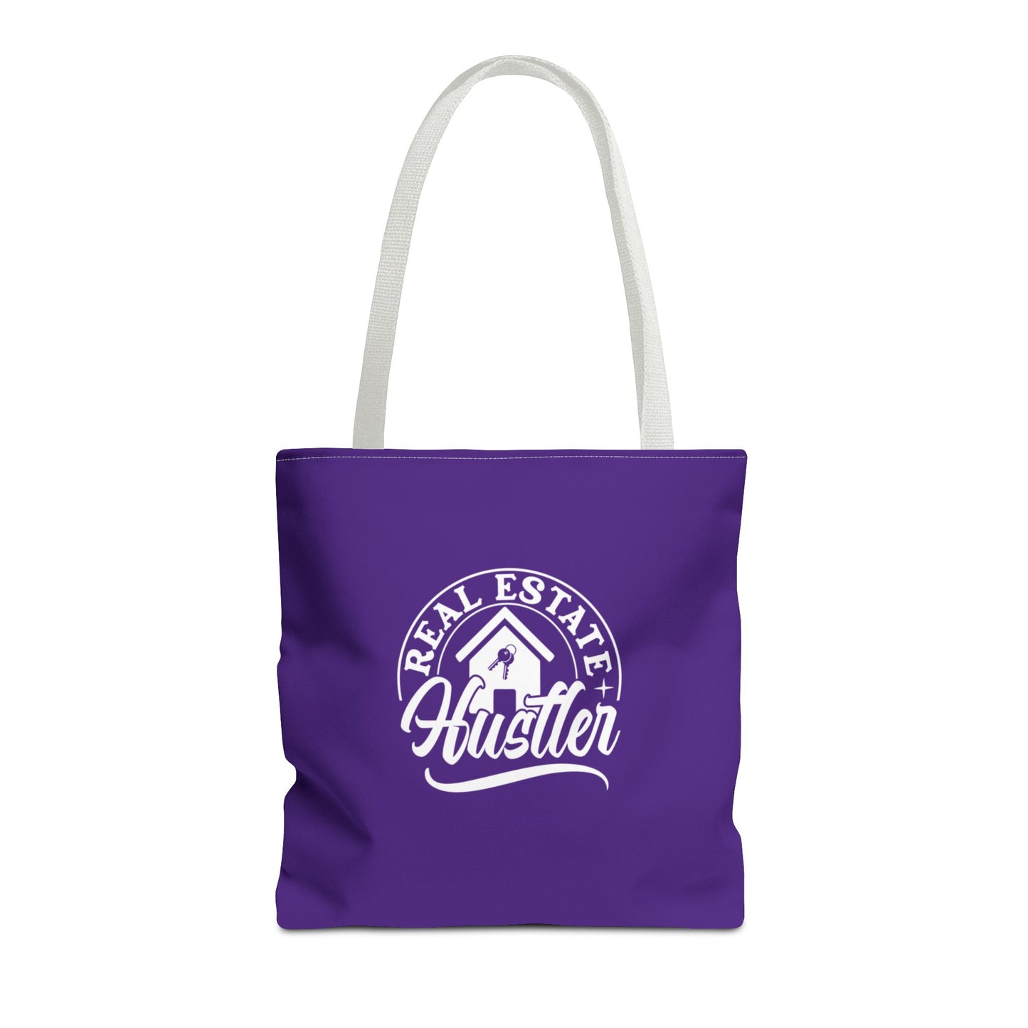 Real Estate Hustler Real Estate Investor Two-Sided Purple Tote Bag with Custom Phone Number