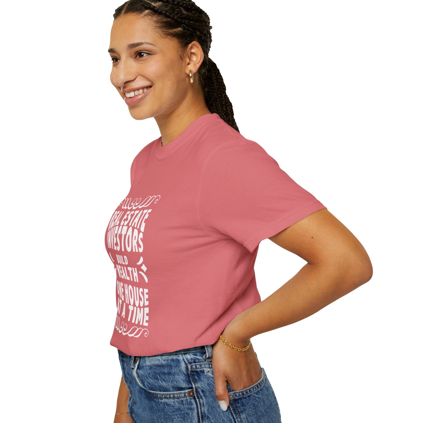 Real Estate Investors Build Wealth One House at a Time Unisex Garment-Dyed T-shirt