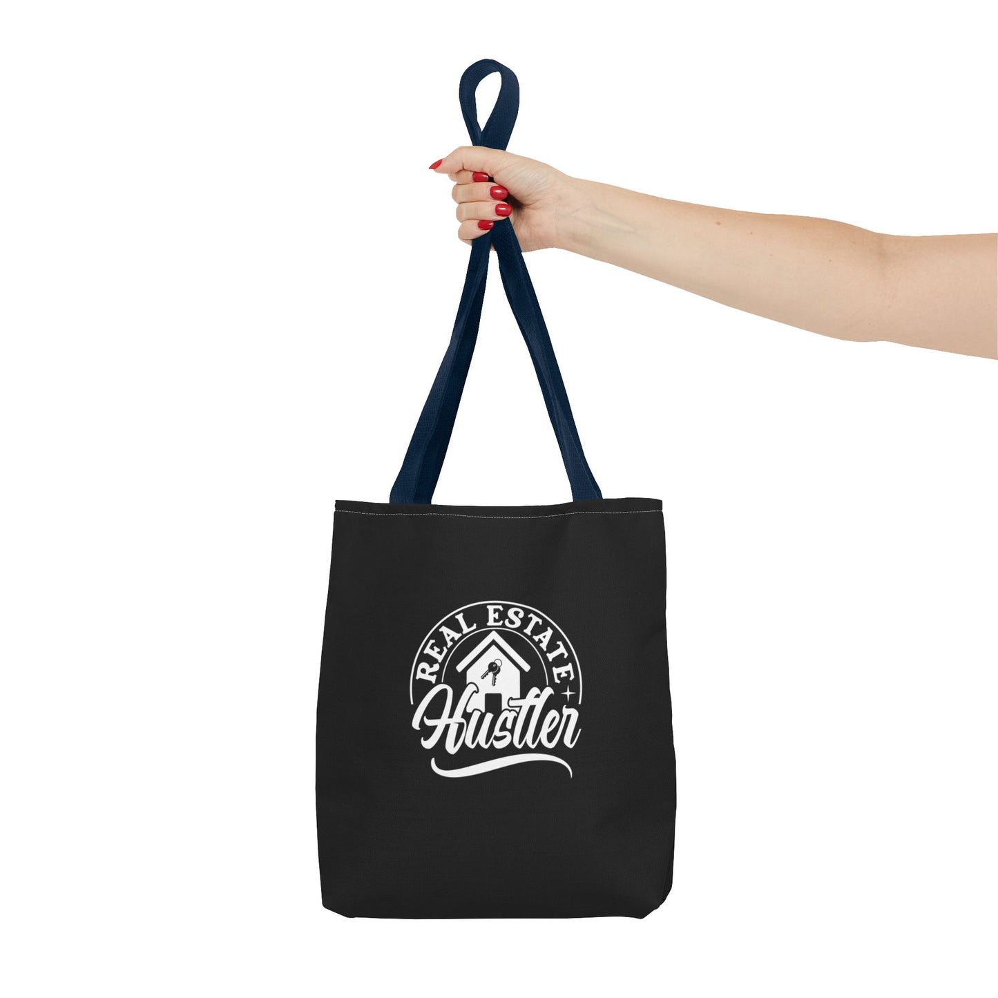 Real Estate Hustler Real Estate Investor Two-Sided Black Tote Bag with Custom Phone Number