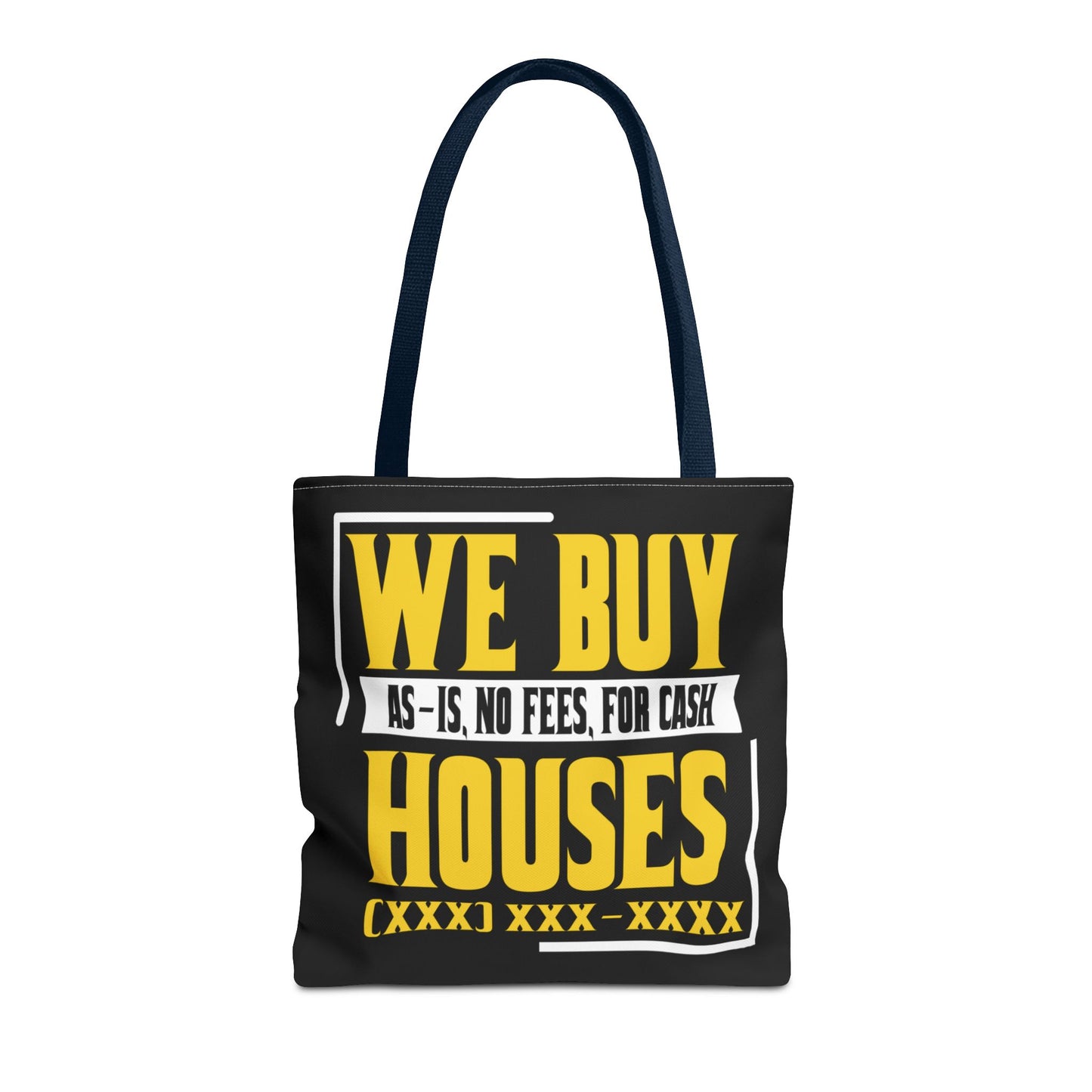 We Buy Houses As-Is, No Fees, For Cash Customized Black and Yellow Tote Bag for Real Estate Investors