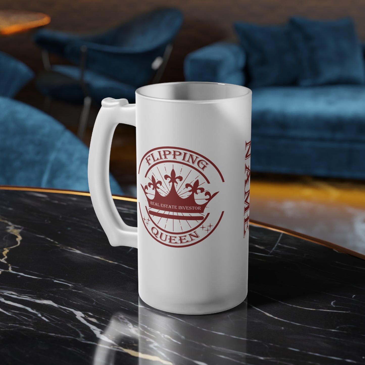 Flipping Queen Frosted Glass Beer Mug Real Estate Investor, House Flipper, Gift of Appreciation