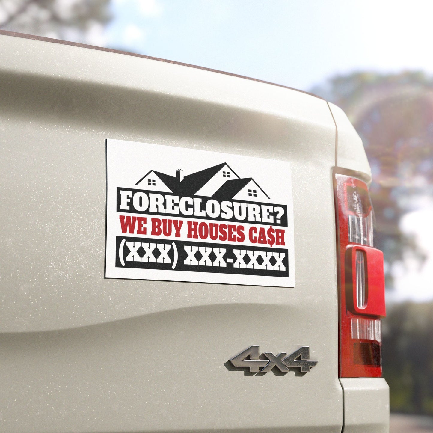 Foreclosure? We Buy Houses Cash. Real Estate Investor and Wholesaler Red and Black Car Magnets for Hot Leads