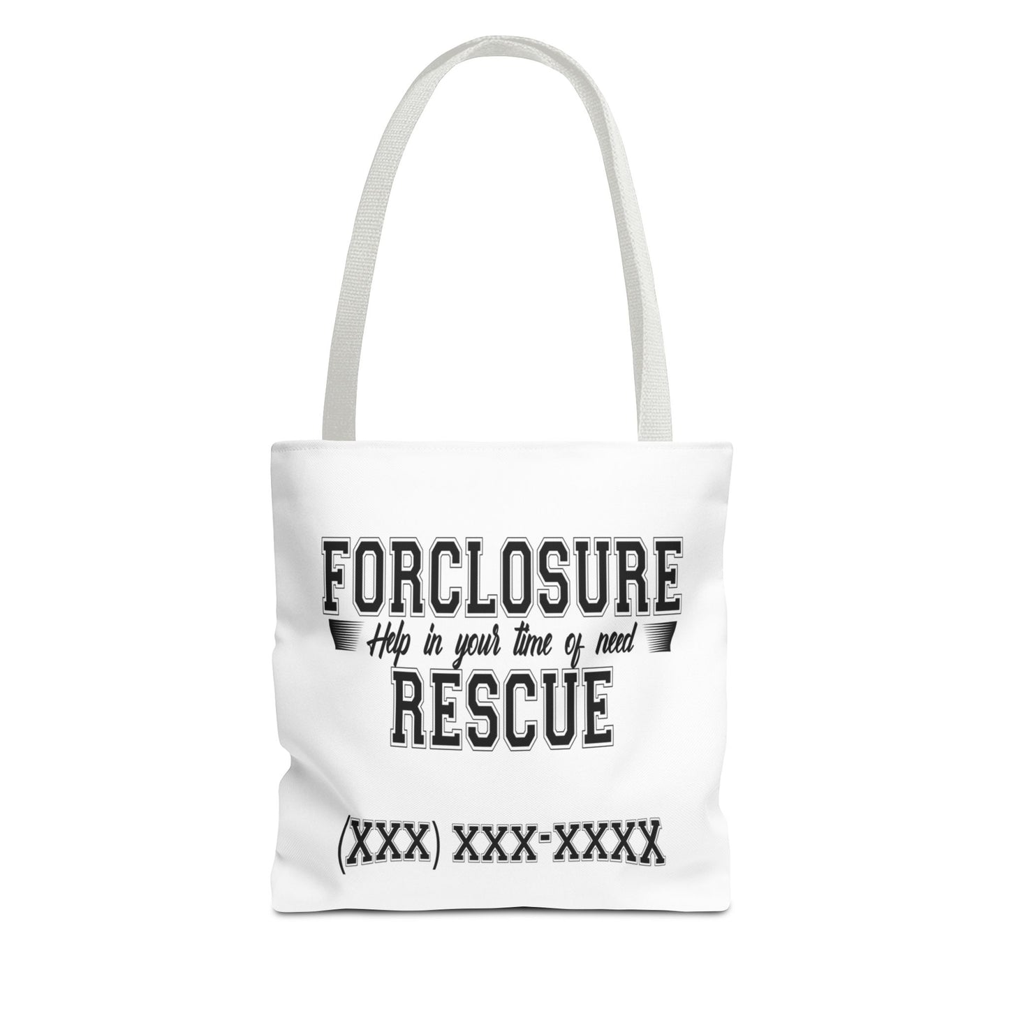 Foreclosure Rescue Real Estate Investor Two-Sided White Tote Bag with Custom Phone Number