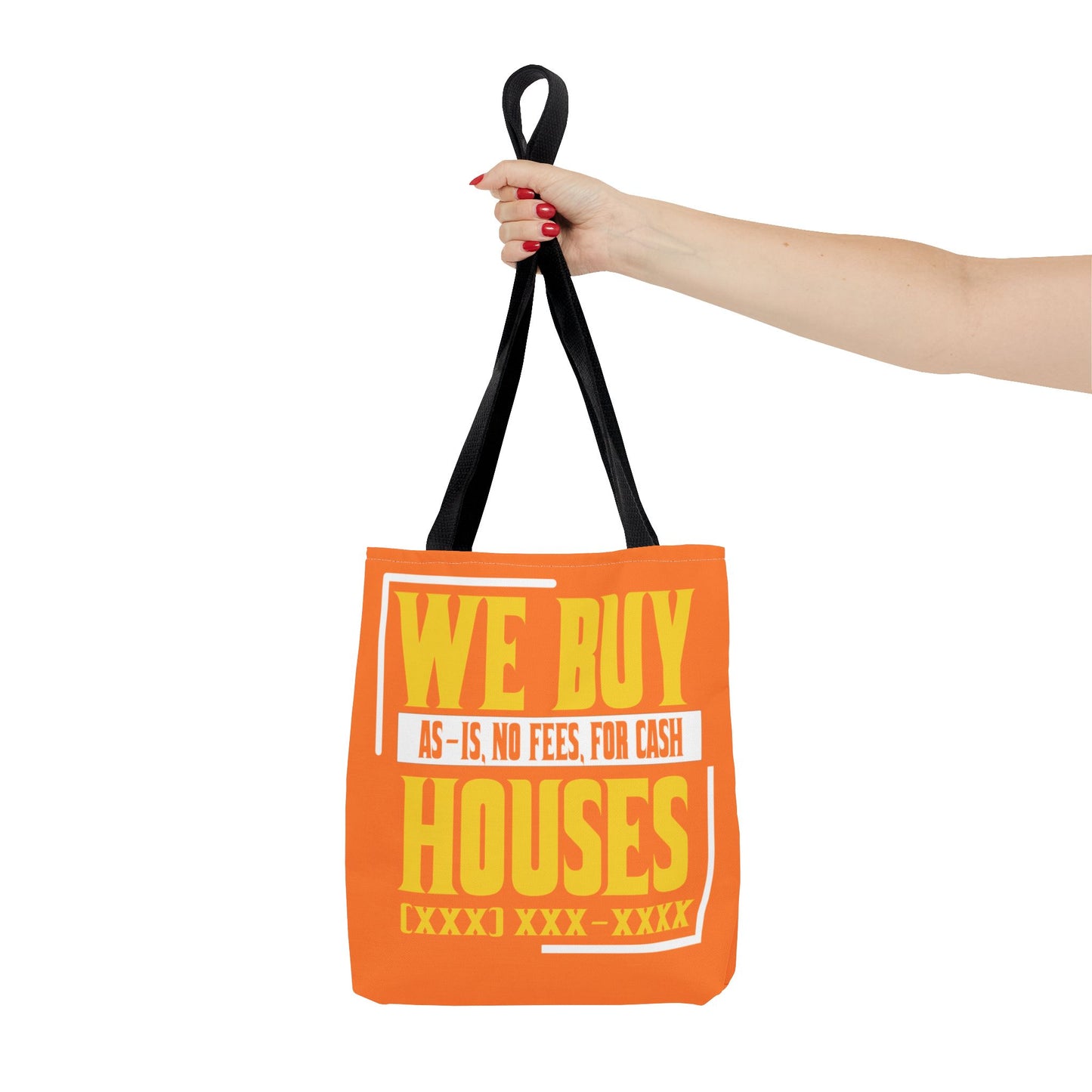 We Buy Houses As-Is, No Fees, For Cash Customized White and Yellow Tote Bag for Real Estate Investors