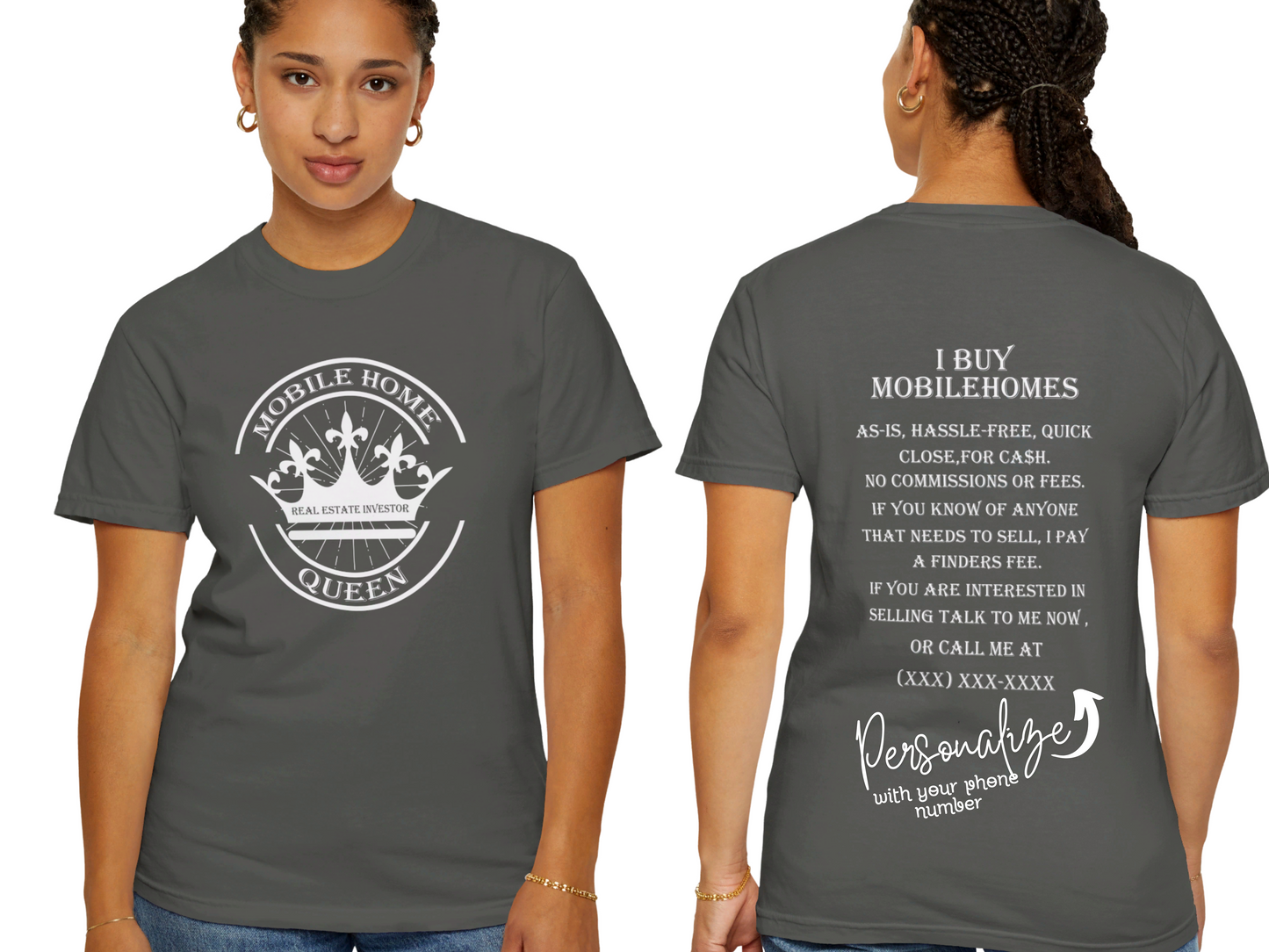 Mobile Home Queen Real Estate Investor Unisex Garment-Dyed T-shirt for Flippers and Wholesalers