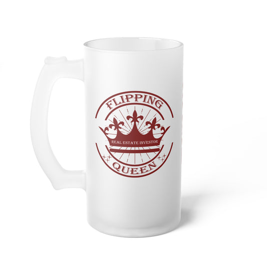 Flipping Queen Frosted Glass Beer Mug Real Estate Investor, House Flipper, Gift of Appreciation