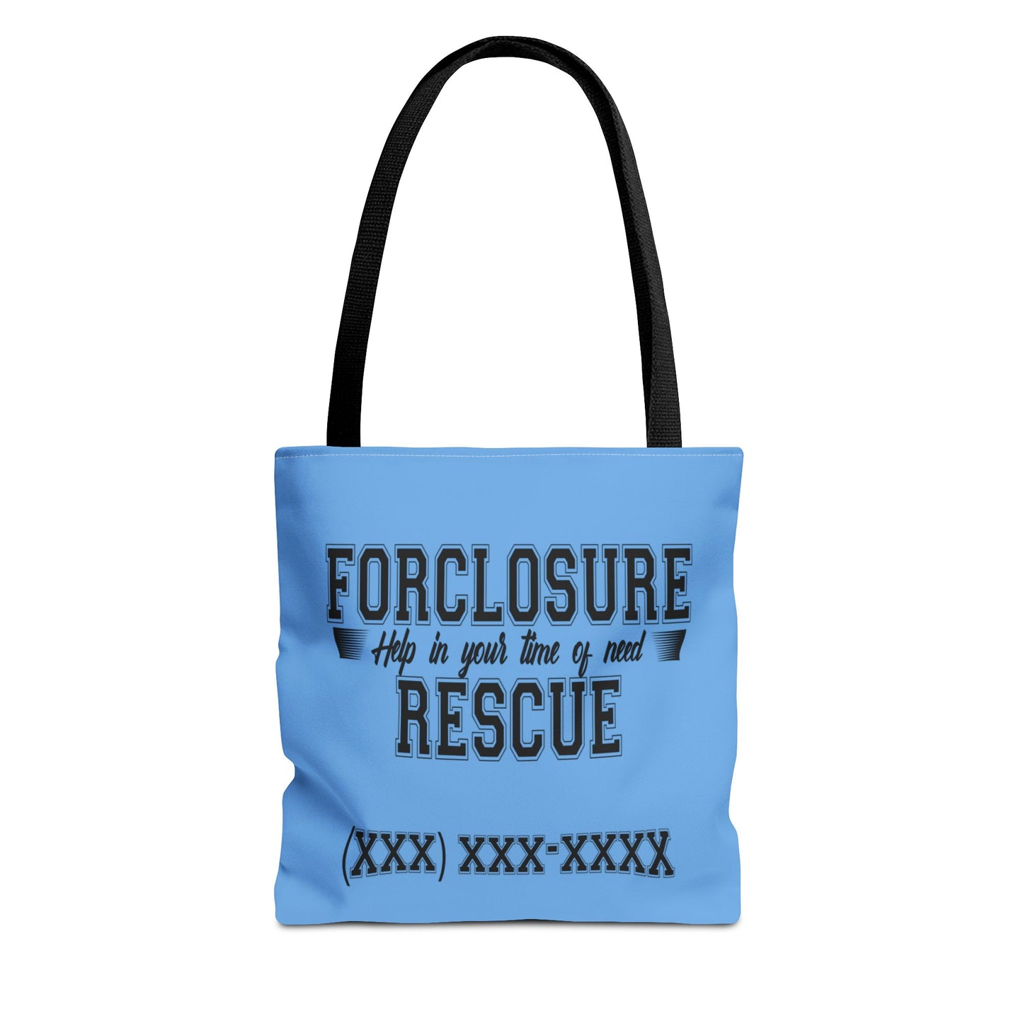 Foreclosure Rescue Real Estate Investor Two-Sided Blue Tote Bag with Custom Phone Number