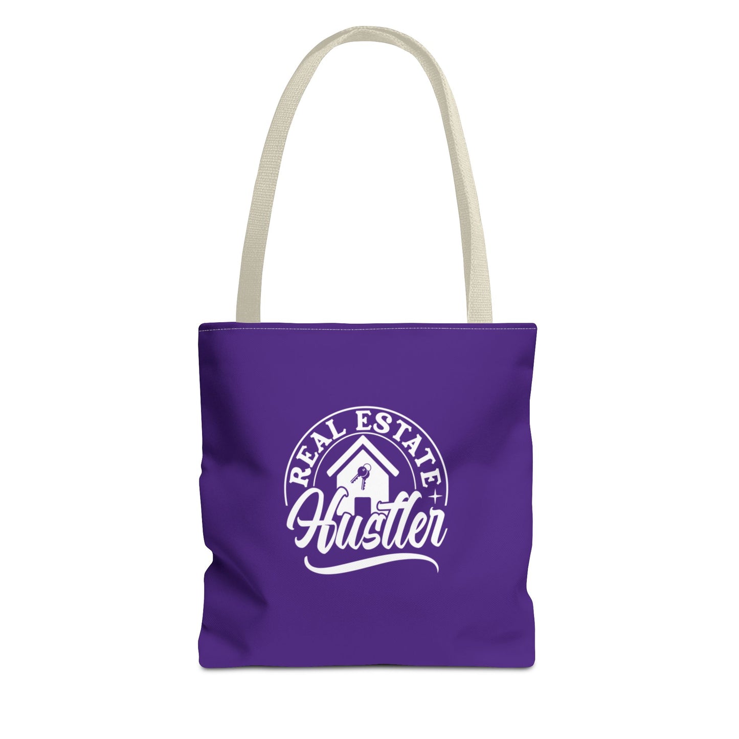 Real Estate Hustler Real Estate Investor Two-Sided Purple Tote Bag with Custom Phone Number