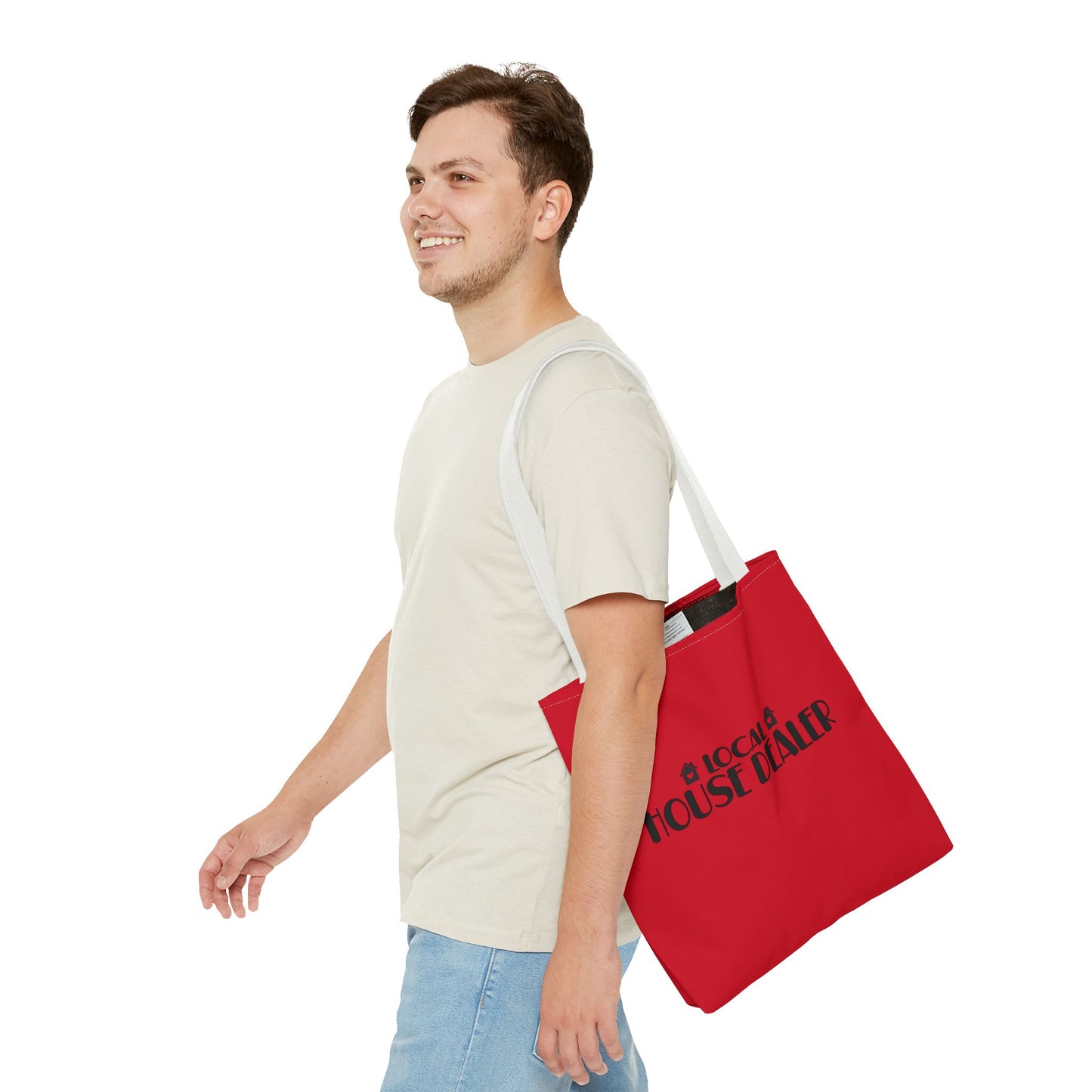 Local House Dealer Real Estate Investor Two-Sided Red Tote Bag with Custom Phone Number