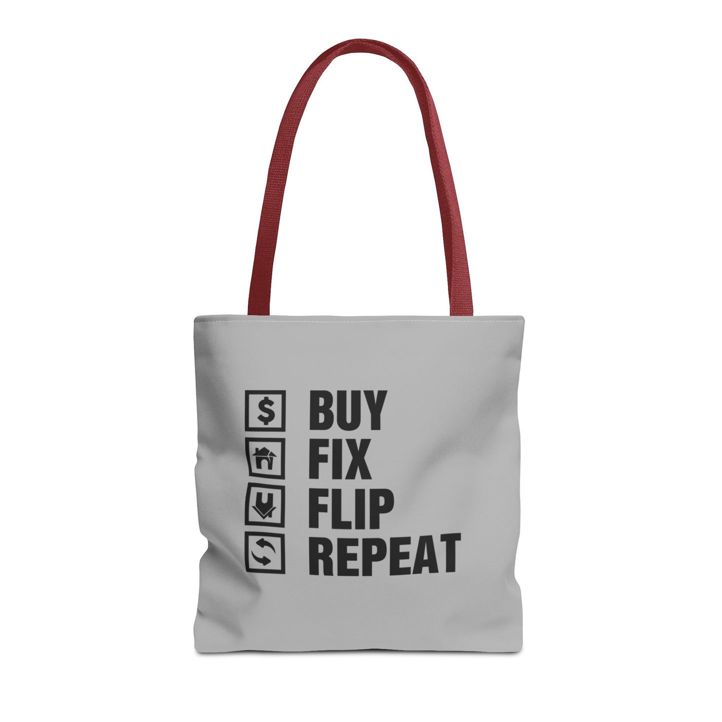 Buy Fix Flip Repeat Real Estate Investor Gray Two-Sided Tote Bag with Custom Phone Number