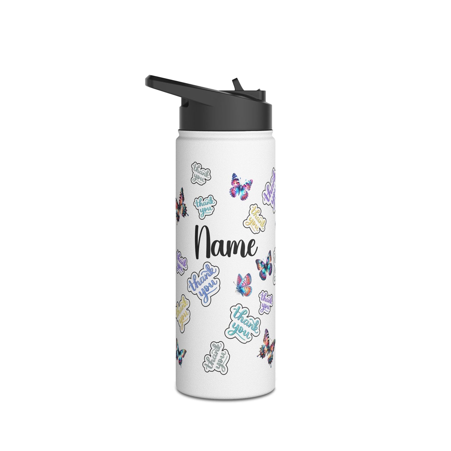 I can't Thank You Enough Butterfly Stainless Steel Water Bottle, Standard Lid Thank You, Appreciation Gift for Private Money Lenders, Partners and Real Estate Investor Supporters