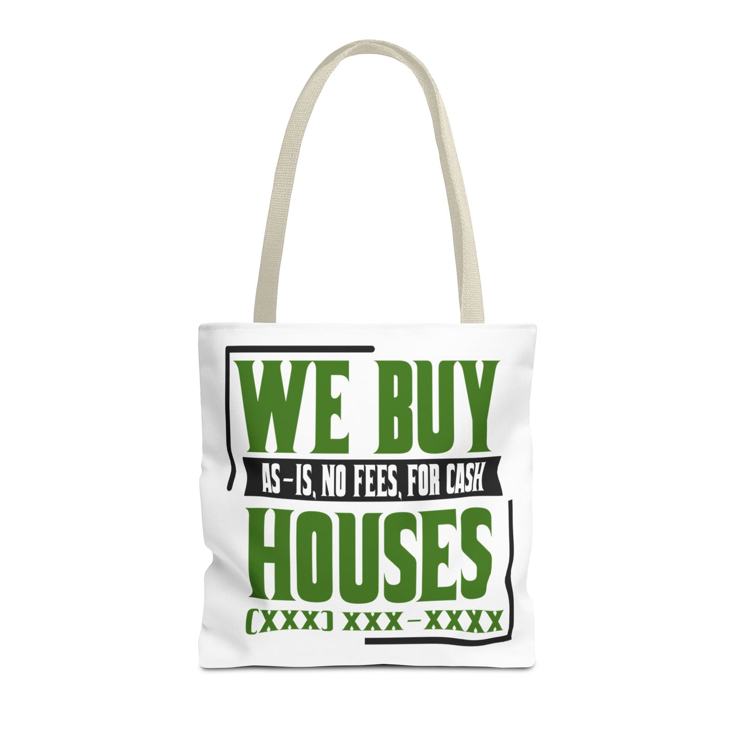 We Buy Houses As-Is, No Fees, For Cash Customized Tote Bag for Real Estate Investors