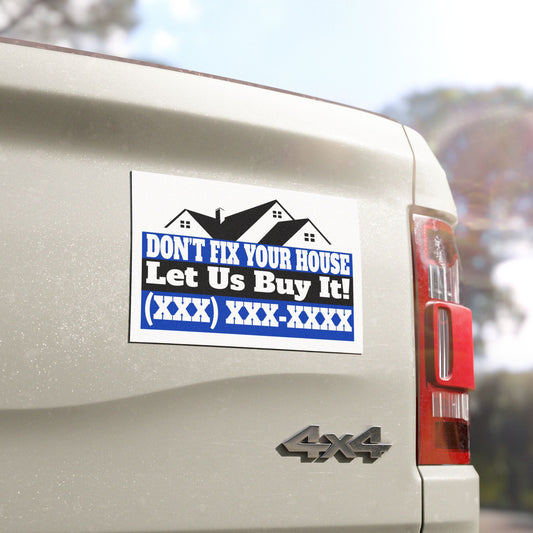 Don't Fix Your House Let Us Buy It! Real Estate Investor and Wholesaler Black and Blue Car Magnets for Hot Leads