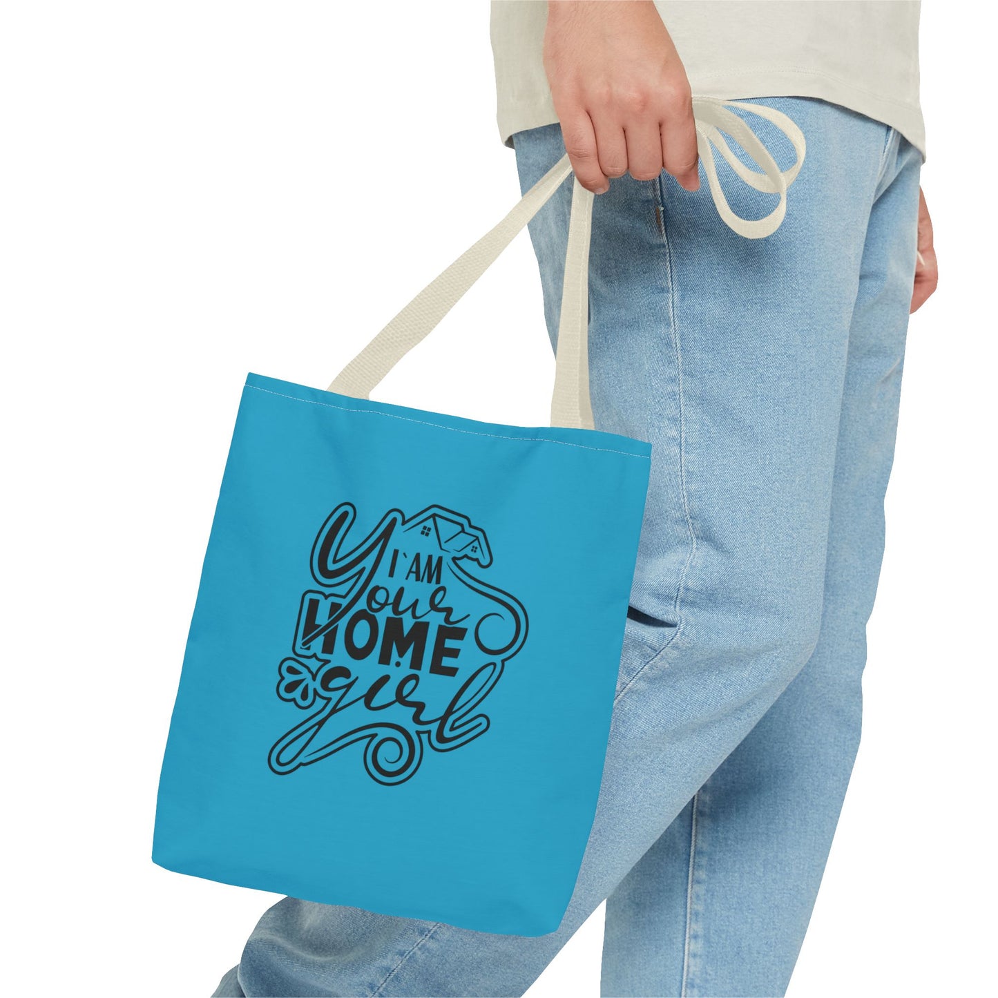 I'm Your Home Girl Real Estate Investor Two-Sided Aquamarine Blue Tote Bag with Custom Phone Number