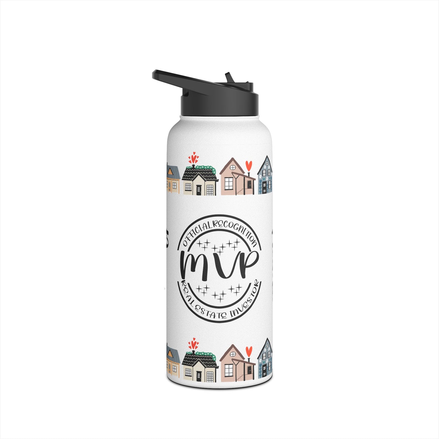 I can't Thank You Enough MVP Real Estate Investor Houses Stainless Steel Water Bottle, Standard Lid Thank You, Appreciation Gift for Private Money Lenders, Partners and Real Estate Investor Supporters