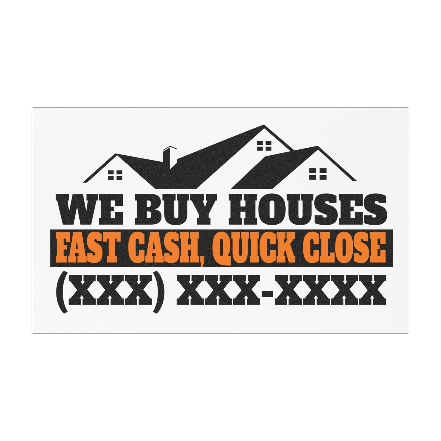 We Buy Houses Fast Cash, Quick Close. Real Estate Investor and Wholesaler Orange and Black Car Magnets for Hot Leads