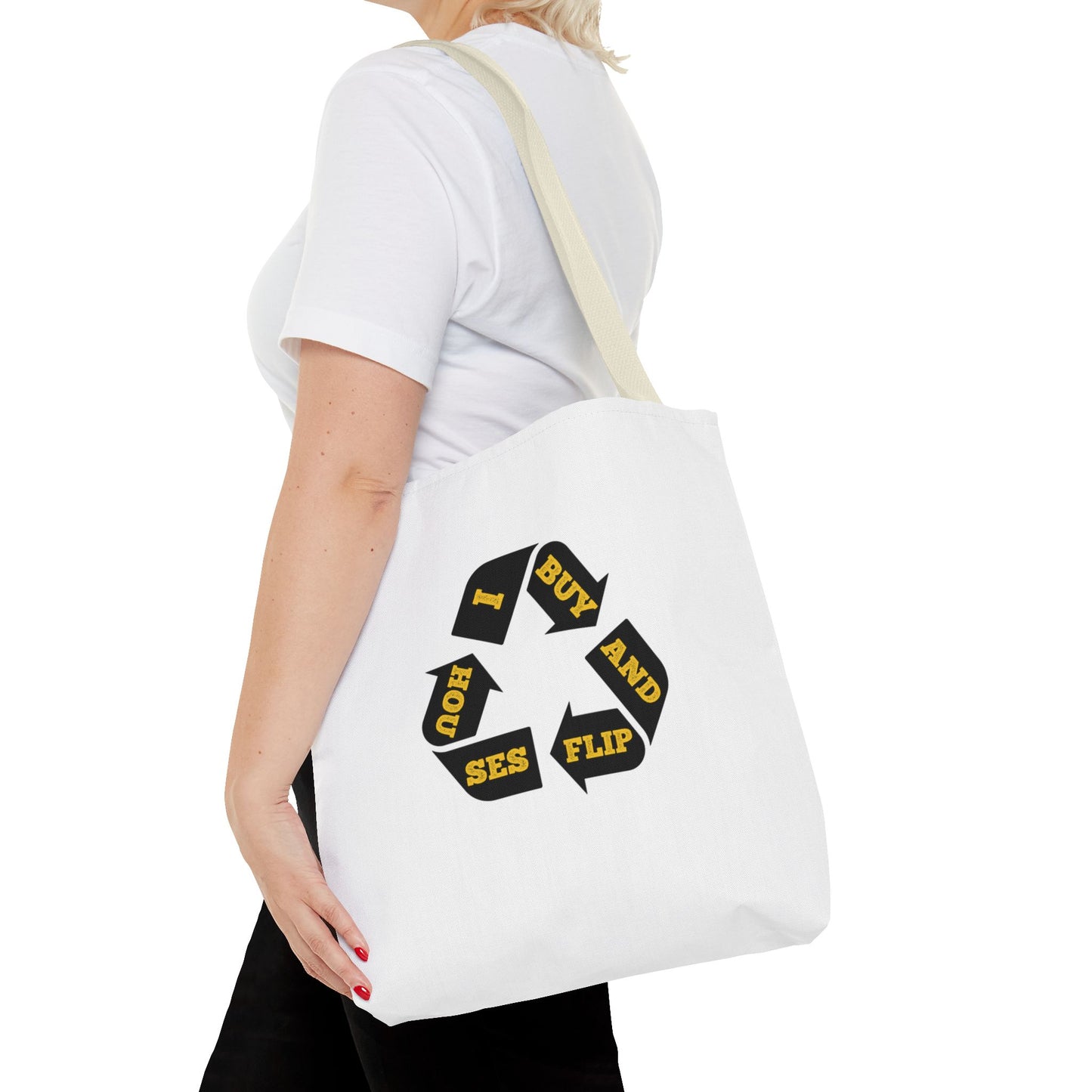 I Buy and Flip Houses to Buy Real Estate Investor Two-Sided White Tote Bag with Custom Phone Number