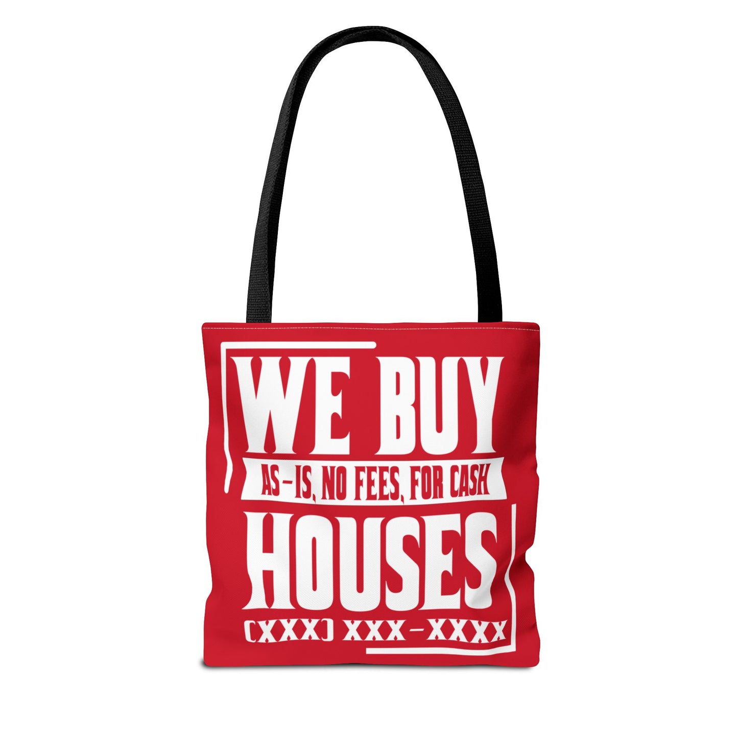 We Buy Houses As-Is, No Fees, For Cash Customized White and Red Tote Bag for Real Estate Investors