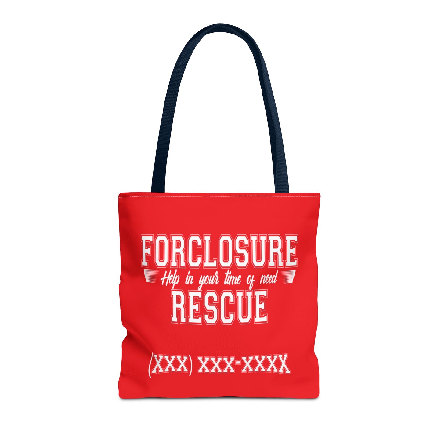 Foreclosure Rescue Real Estate Investor Two-Sided Red Tote Bag with Custom Phone Number