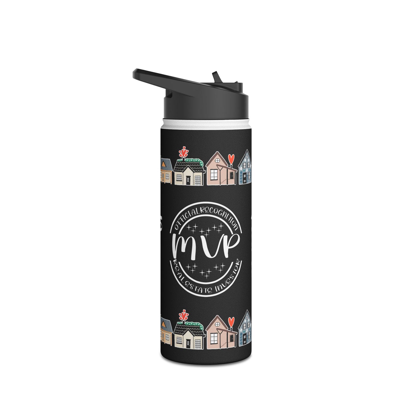 I can't Thank You Enough MVP Real Estate Investor Houses Stainless Steel Water Bottle, Standard Lid Thank You, Appreciation Gift for Private Money Lenders, Partners and Real Estate Investor Supporters