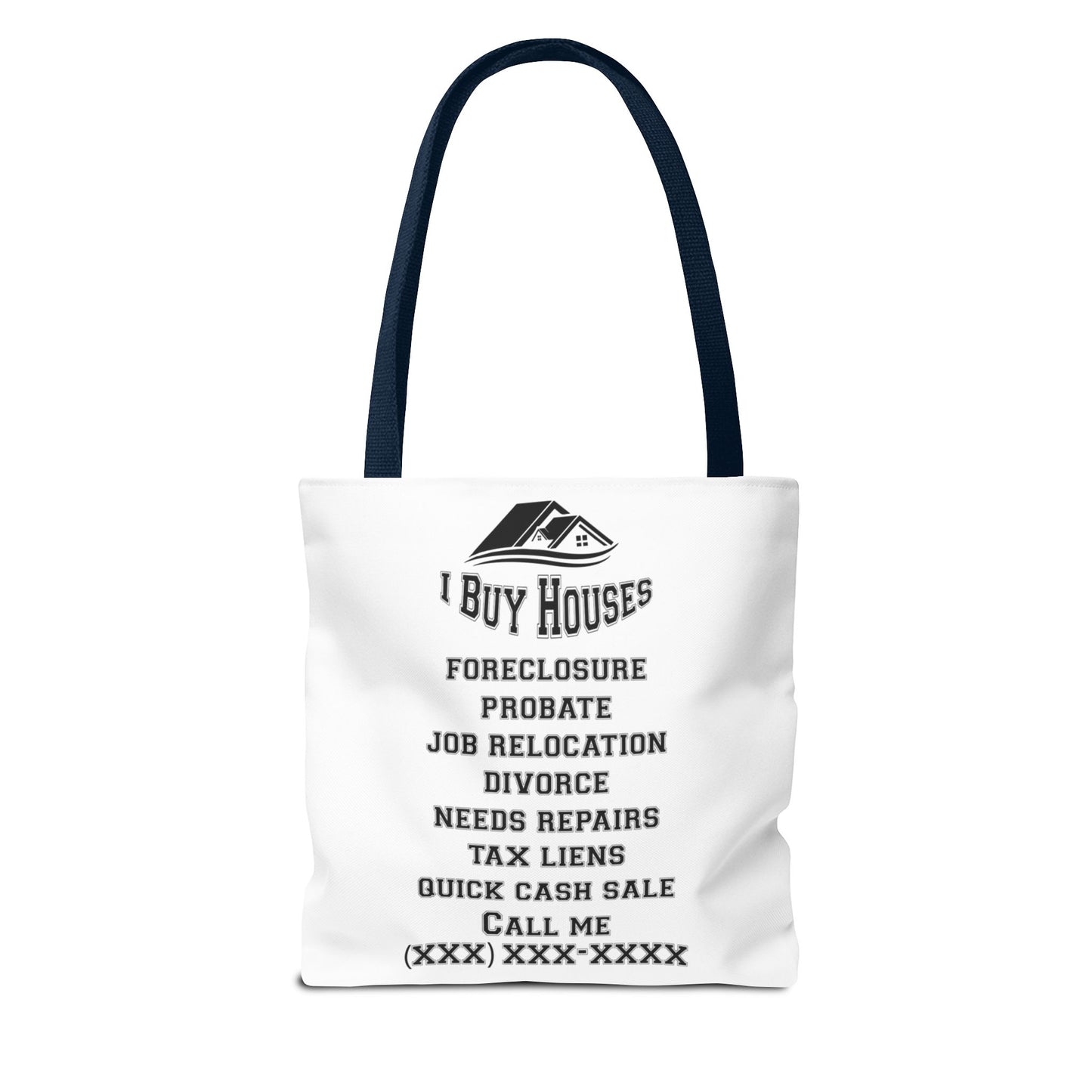 Local Five Star House Dealer Real Estate Investor Two-Sided White Tote Bag with Custom Phone Number