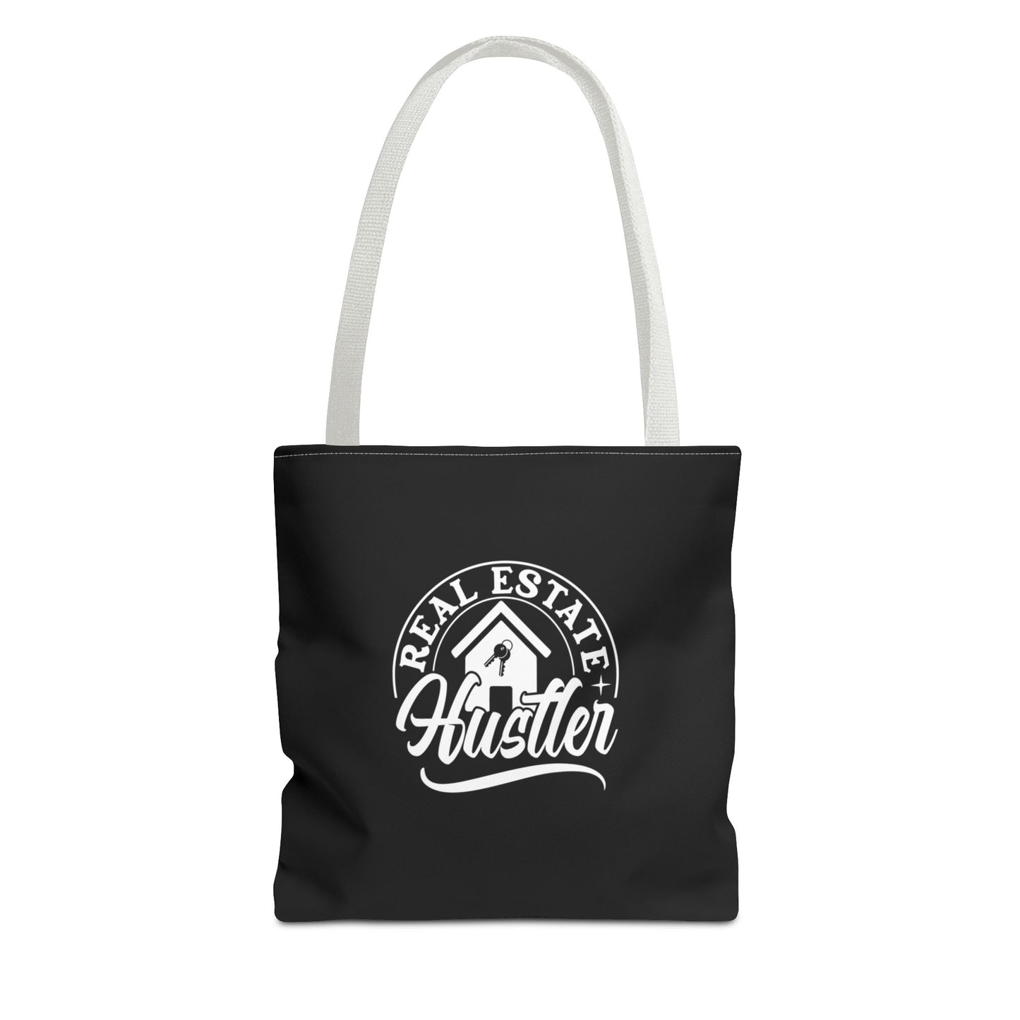 Real Estate Hustler Real Estate Investor Two-Sided Black Tote Bag with Custom Phone Number