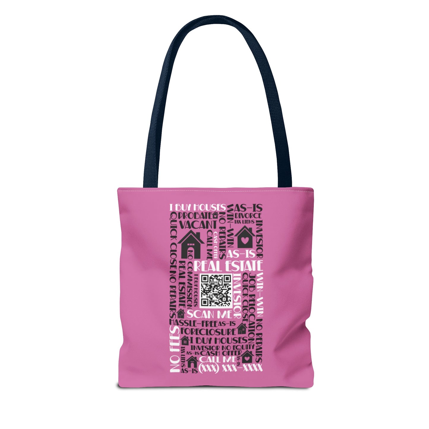 Local House Dealer Real Estate Investor Two-Sided Pink Tote Bag with Custom Phone Number