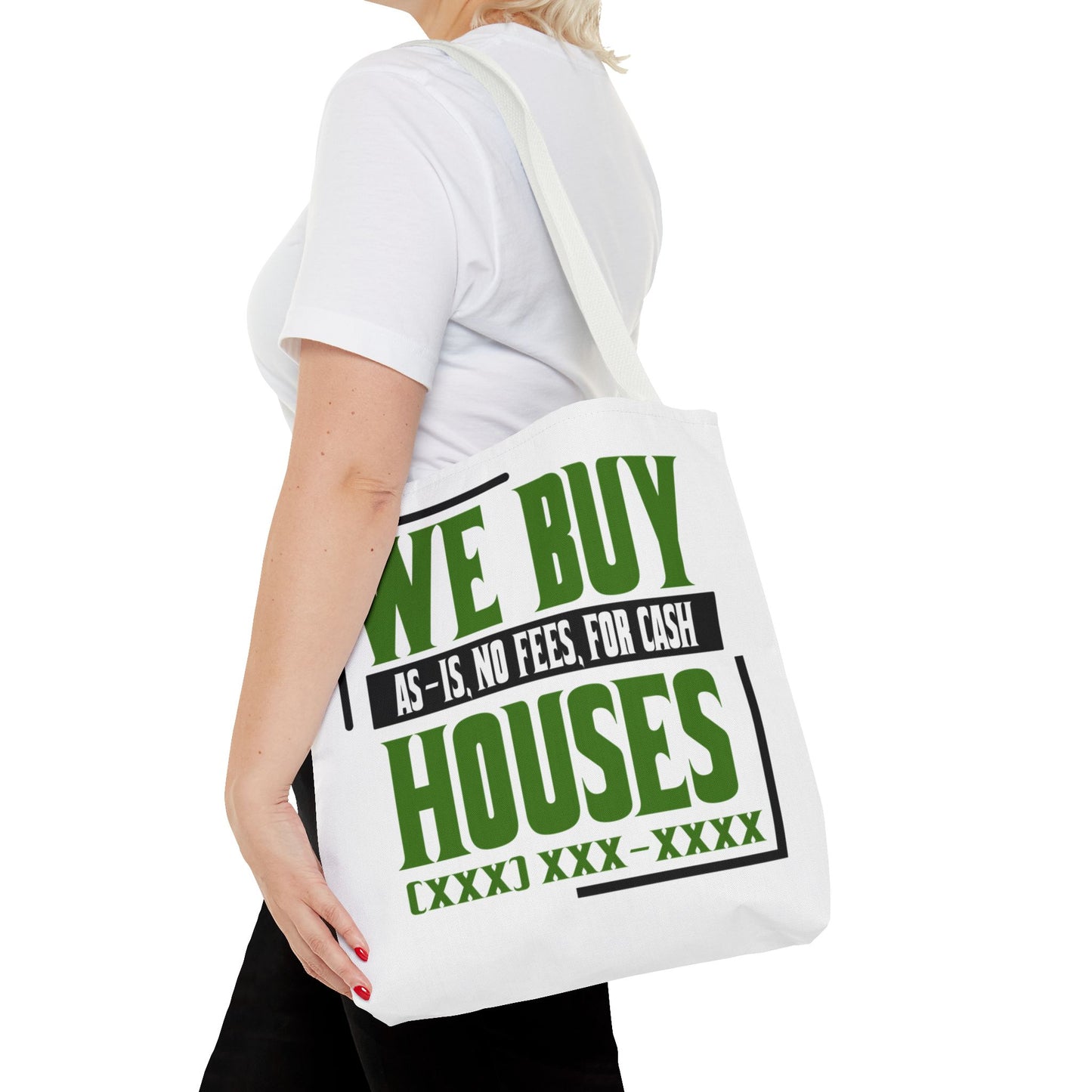 We Buy Houses As-Is, No Fees, For Cash Customized Tote Bag for Real Estate Investors