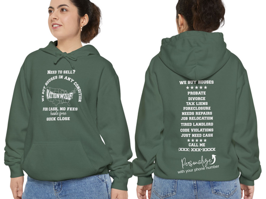 We Buy Houses Nationwide Real Estate Investor Unisex Garment-Dyed Hoodie