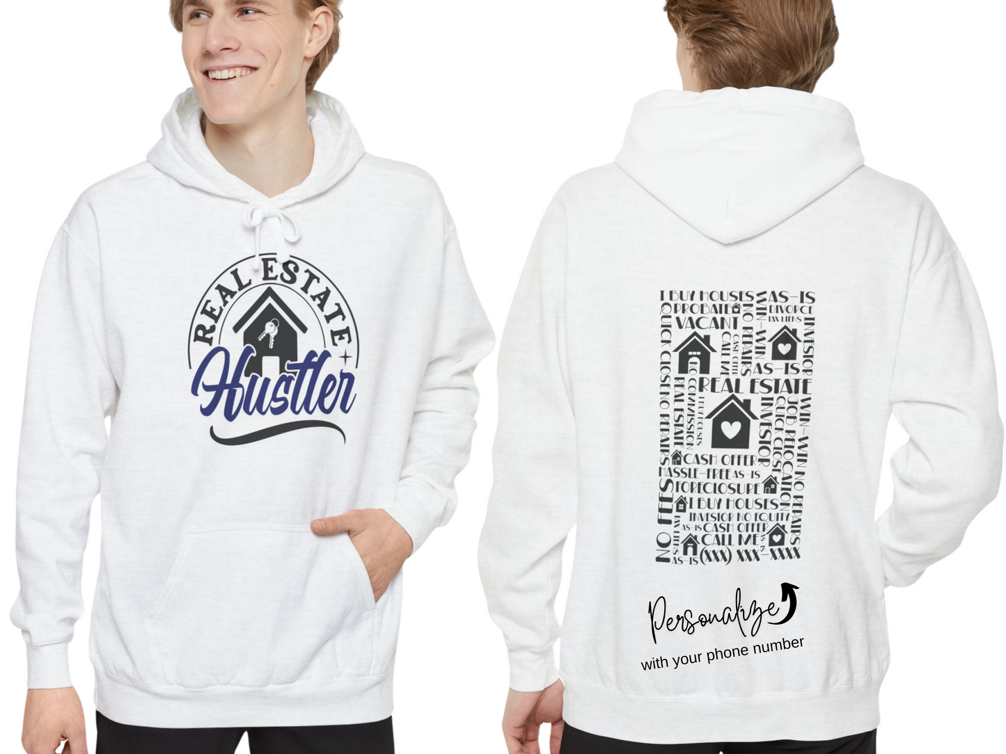 Real Estate Hustler Personalized Unisex Garment-Dyed Hoodie for Real Estate Investors