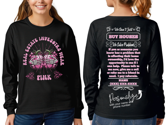 Real Estate Investors Wear Pink Halloween Pumpkins Unisex Jersey Long Sleeve Tee Save the Pumpkins